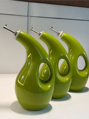 SET OF 3 Rachael Ray Green Oil & Vinegar Cruet Set